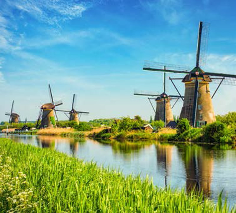Holland windmill scene
